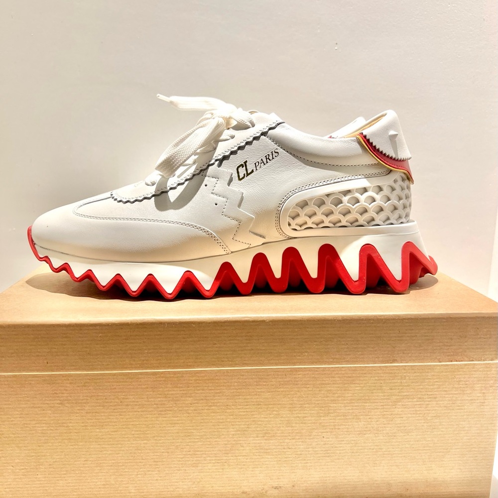 Christian Louboutin LOUBISHARK white leather sneakers - size 40 (9.5-10)